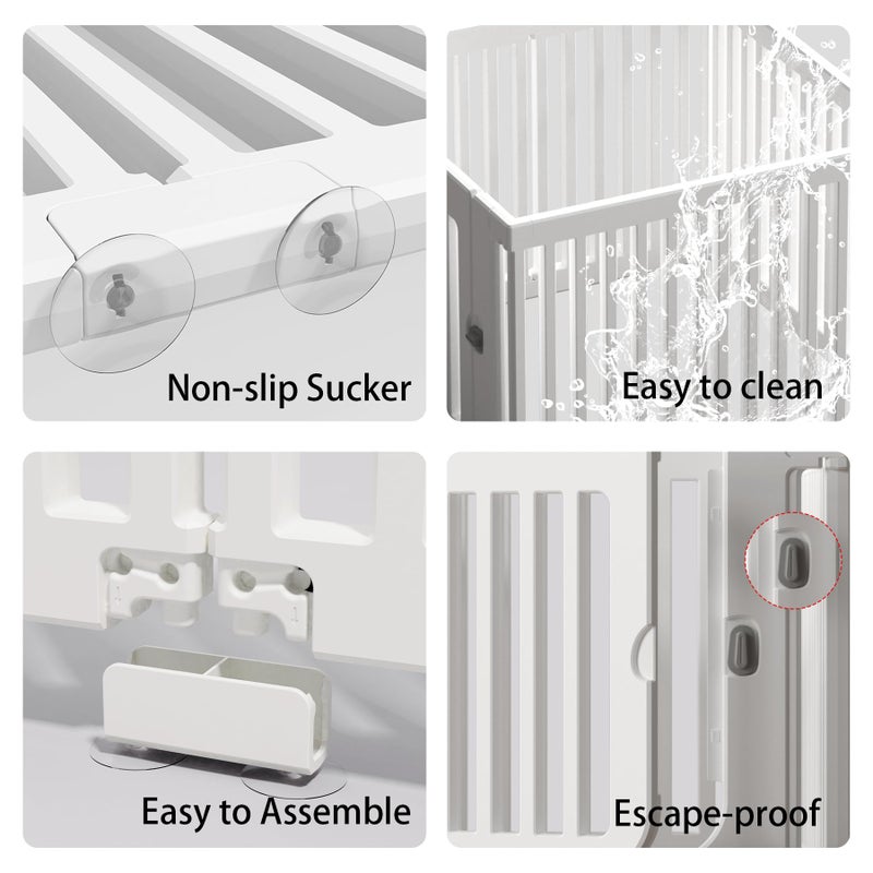 Jatindear 23.6â€œ H Plastic Dog Playpen, 7 Panels Expandable & Durable Pet Fence - Indoor & Outdoor Portable with Secure Locking Door, Durable Safety Play Pen with Puppy, Cat, Small Animal(White) - Image 5