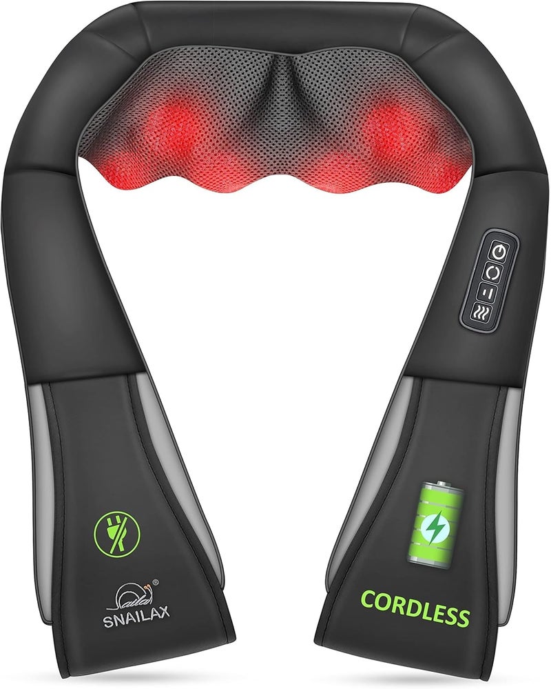 Snailax Cordless Massager  Shiatsu Neck and Shoulder Massager with Heat Portable Lumbar Back Electric Massage Pillow Christmas Gift - Image 1