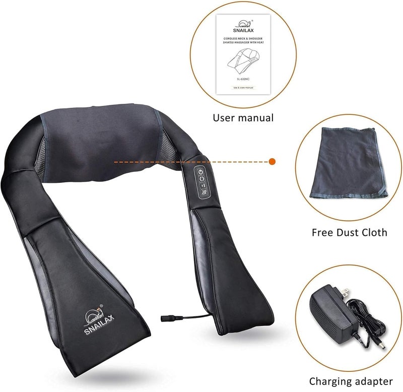 Snailax Cordless Massager  Shiatsu Neck and Shoulder Massager with Heat Portable Lumbar Back Electric Massage Pillow Christmas Gift - Image 5