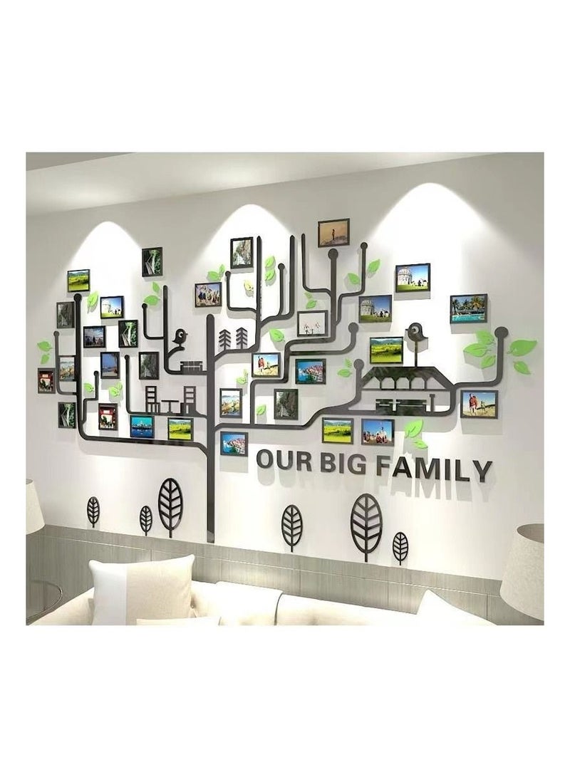 1-Piece 3D Acrylic Photo Tree Wall Decoration Sticker,Self-Adhesive Decorative Photo Tree Wall Sticker with 5 Inch Frame Use for Household/Hotel/School/Office,Size 210x131cm - Image 4