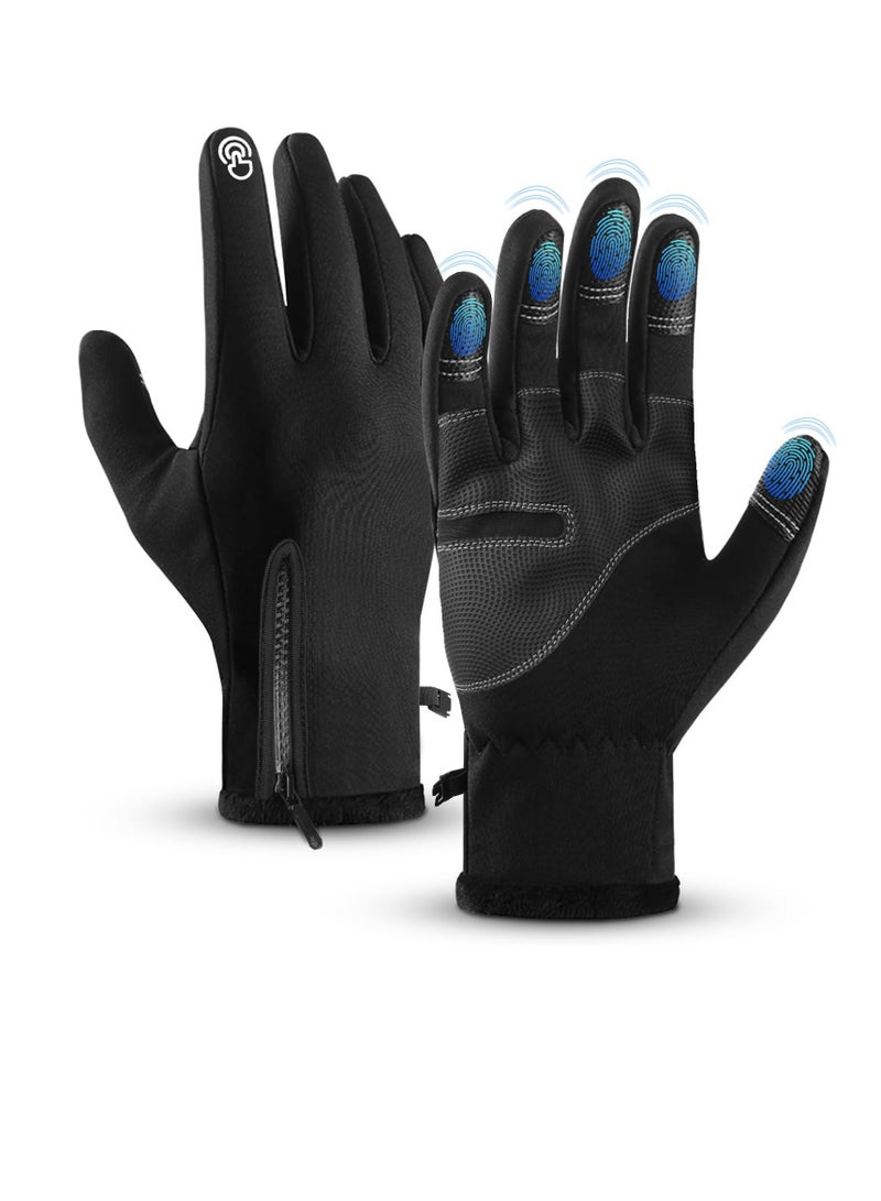 Y&D Winter Gloves, Men Women Touch Screen Glove, Classic Unisex Leather Gloves for Cycling, Running, and Fishing - Waterproof Thermal  - Image 1