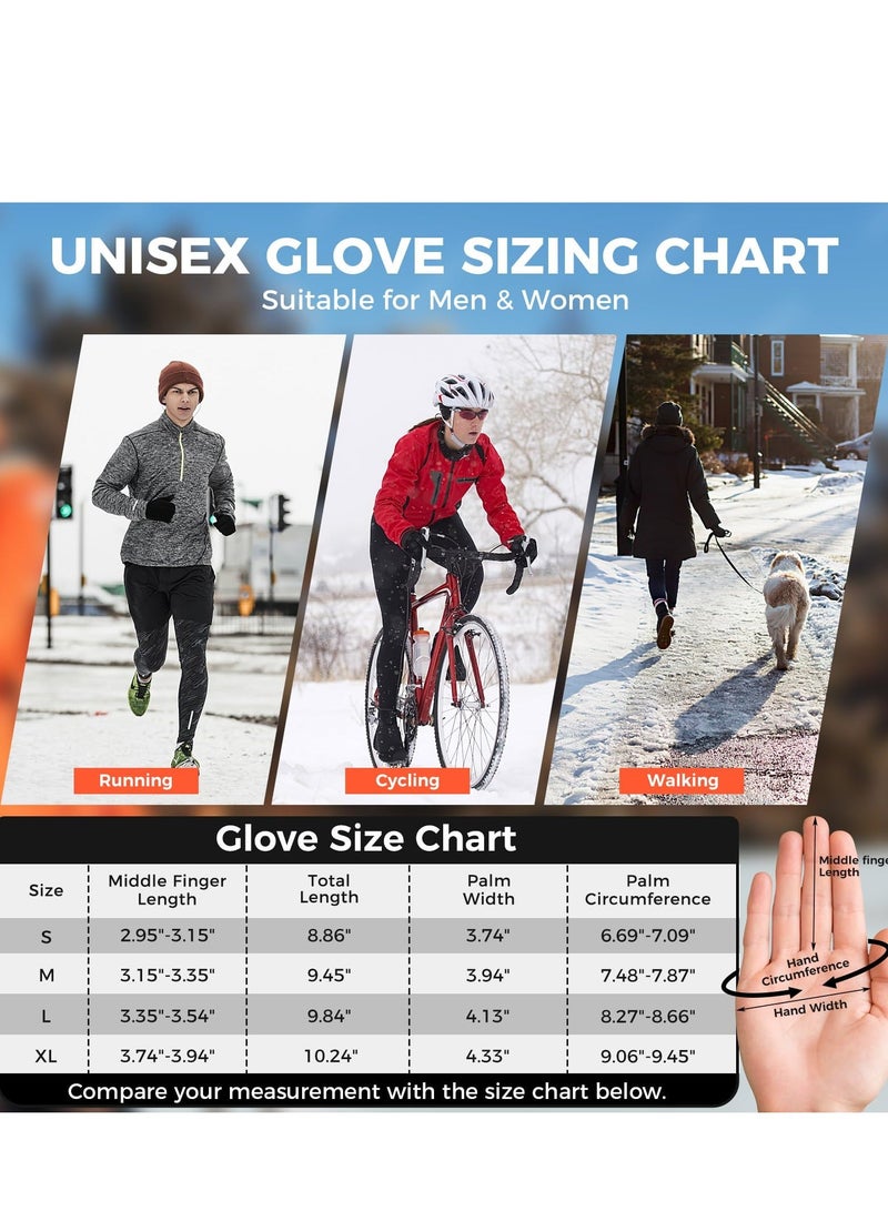 Y&D Winter Gloves, Men Women Touch Screen Glove, Classic Unisex Leather Gloves for Cycling, Running, and Fishing - Waterproof Thermal  - Image 4