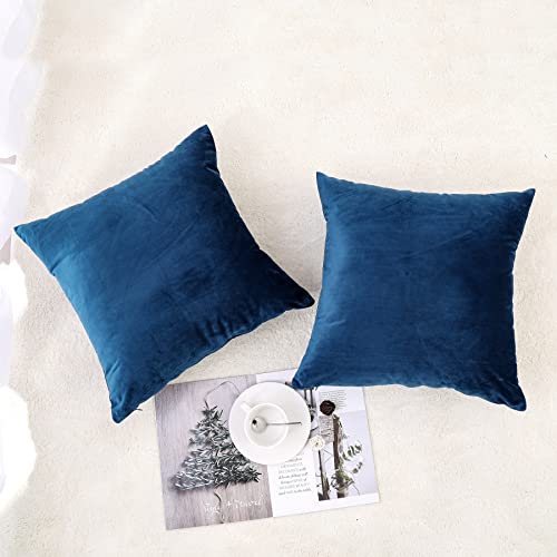NiNi ALL Decorative Throw Pillow Covers Pack of 2 Velvet Throw Pillow Cases for Couch Pillows Cover Bedroom Living Room Outdoor Blue Pillow Covers 18x18 Inch - Image 2