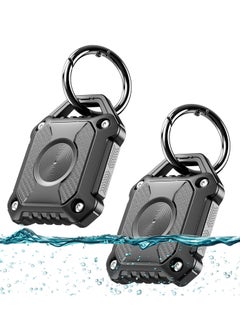 IP68 Waterproof Airtag Holder 2 Pack, Durable TPU Keychain Case for Keys, Luggage, and Pet Collars, Compatible with Apple Airtag