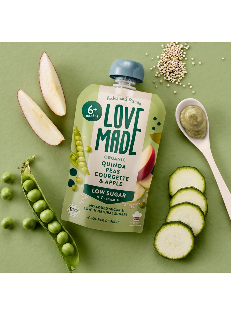Love Made Organic Veggie & Fruit Puree - Quinoa Peas Courgette &  Apple - 100g (Pack of 7) - Image 3