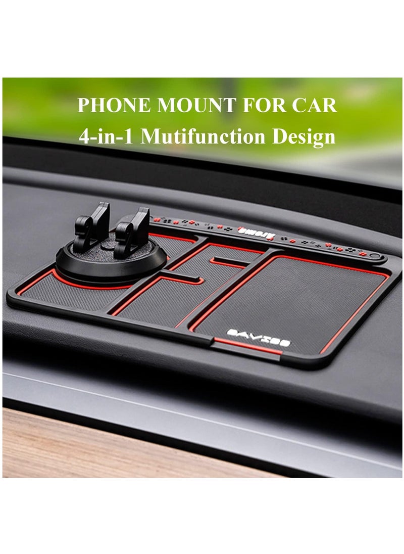 Generic - Non-Slip Phone Pad for 4-in-1 Car - Universal Car Phone Holder Mount, 360 Degrees Rotating Phone Mount for Car Dashboard with Number Plate Sticker, Cell Phone Holder Car - Image 1