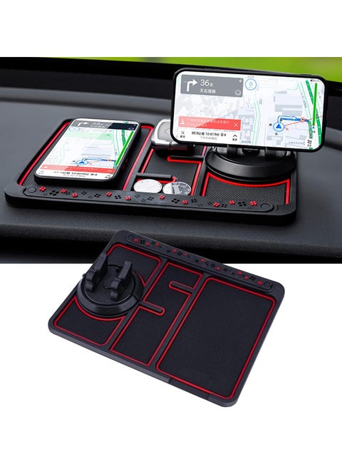 Non-Slip Phone Pad for 4-in-1 Car - Universal Car Phone Holder Mount, 360 Degrees Rotating Phone Mount for Car Dashboard with Number Plate Sticker, Cell Phone Holder Car