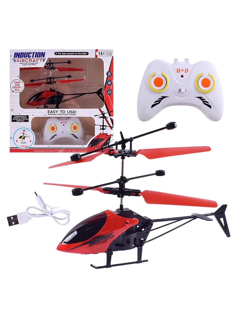 AROAQ Rc Helicopter, Toy Helicopter With Sensor And Remote Control, Safe Fall-resistant Rechargeable Mini Rc Drone Helicopter For Children, (Red)  - Image 1