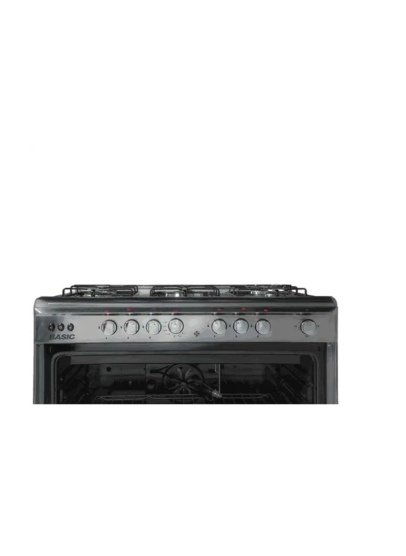 BASIC Gas Oven, 5 Burners, 60*90 cm, Auto Ignition, Rotating Grill + Fan, Steel - BO-R9060  - Image 3
