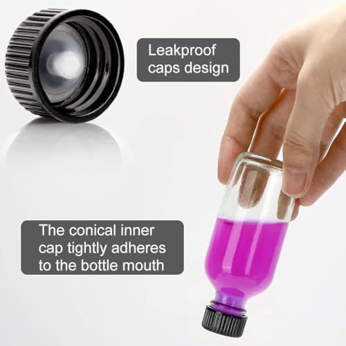 HASTHIP® 12Pcs Small Glass Bottles with Lids16Oz /60ml Glass Container Bottles Set with 3 Funnels - Image 3