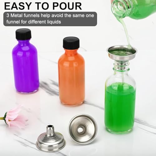 HASTHIP® 12Pcs Small Glass Bottles with Lids16Oz /60ml Glass Container Bottles Set with 3 Funnels - Image 4