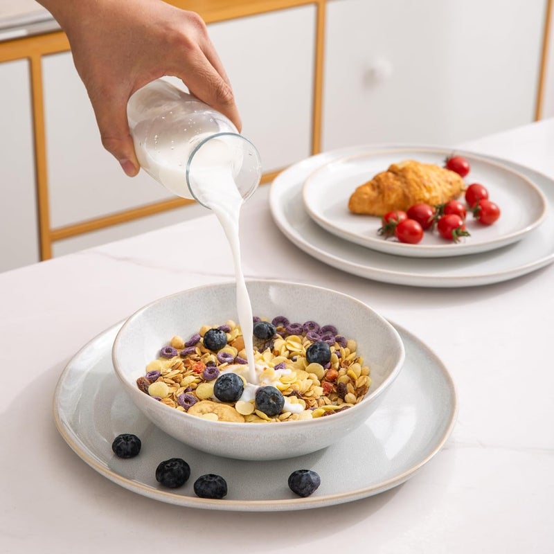 AmorArc Ceramic Dinnerware SetsHandmade Reactive Glaze Stoneware Plates and Bowls SetHighly Chip and Crack Resistant  Dishwasher  Microwave Safe Dishes SetService for 6 18pc - Image 3