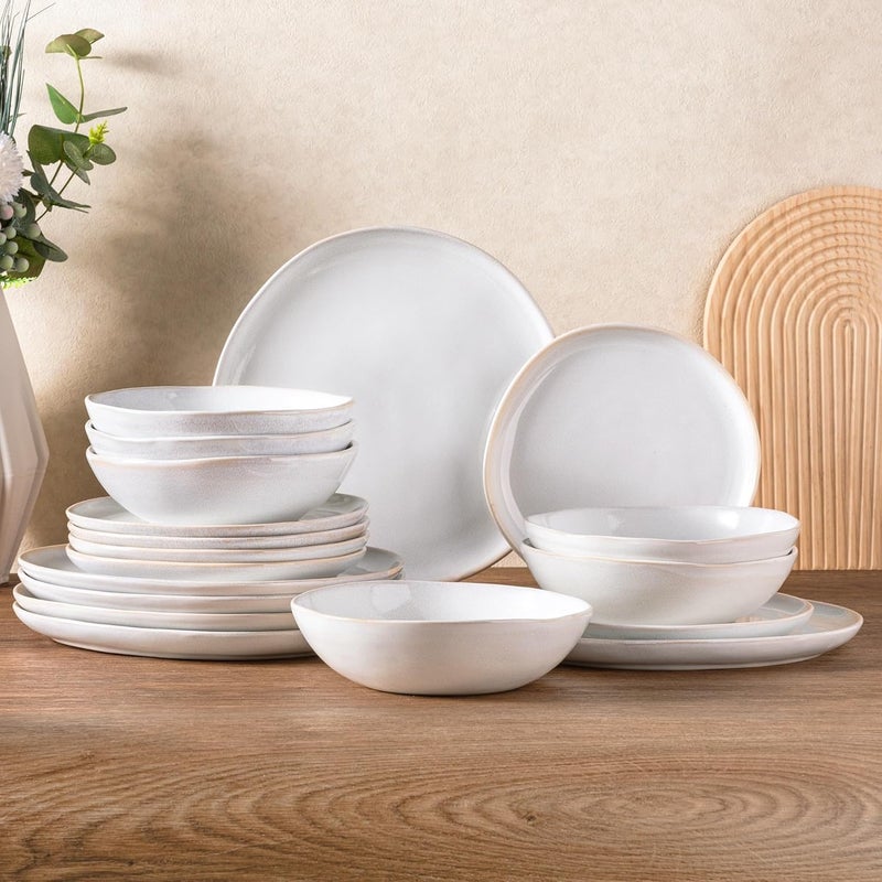 AmorArc Ceramic Dinnerware SetsHandmade Reactive Glaze Stoneware Plates and Bowls SetHighly Chip and Crack Resistant  Dishwasher  Microwave Safe Dishes SetService for 6 18pc - Image 1