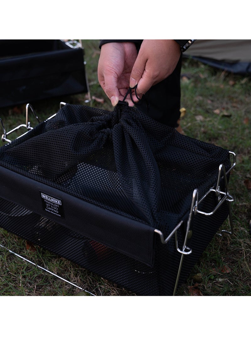 General Japanese-style removable outdoor camping storage basket stainless steel portable open box variable folding bag rack  - Image 2