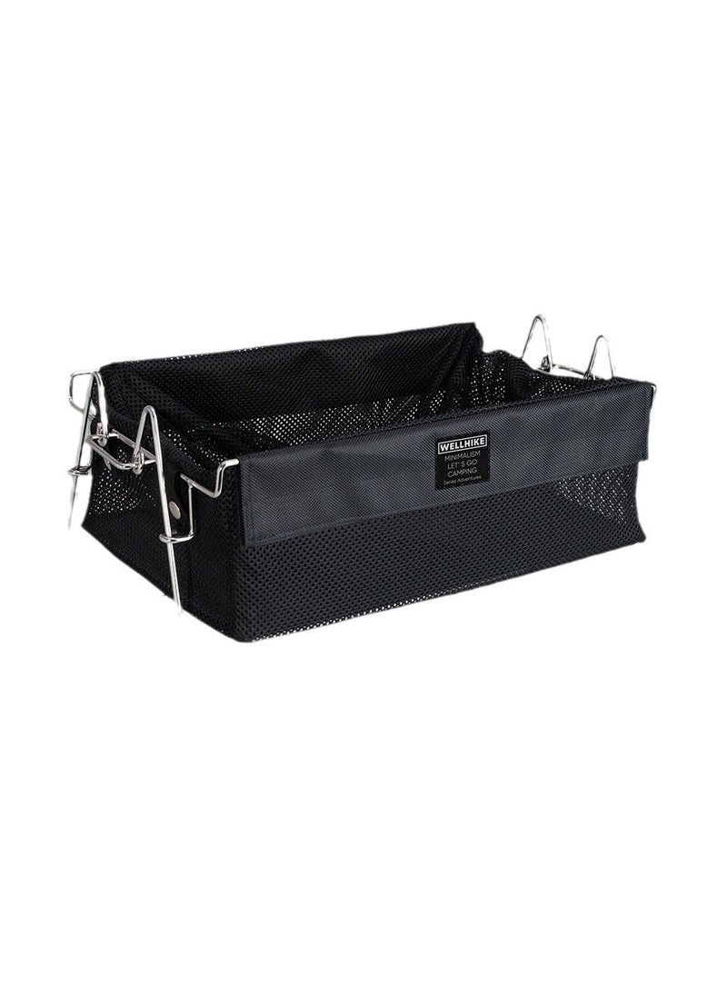 General Japanese-style removable outdoor camping storage basket stainless steel portable open box variable folding bag rack  - Image 1