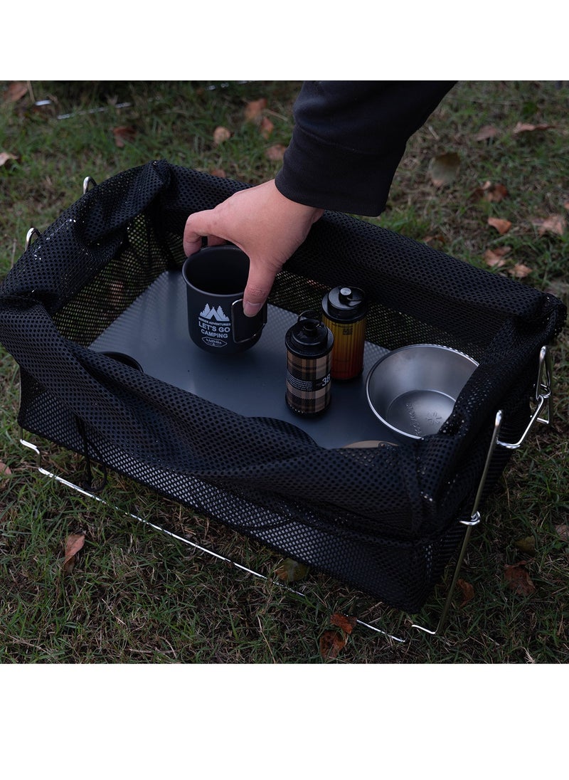 General Japanese-style removable outdoor camping storage basket stainless steel portable open box variable folding bag rack  - Image 3
