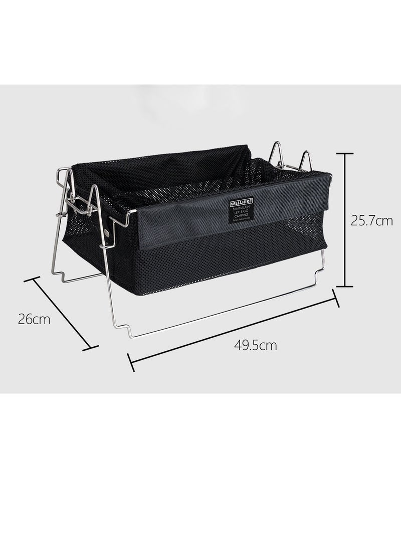 General Japanese-style removable outdoor camping storage basket stainless steel portable open box variable folding bag rack  - Image 5