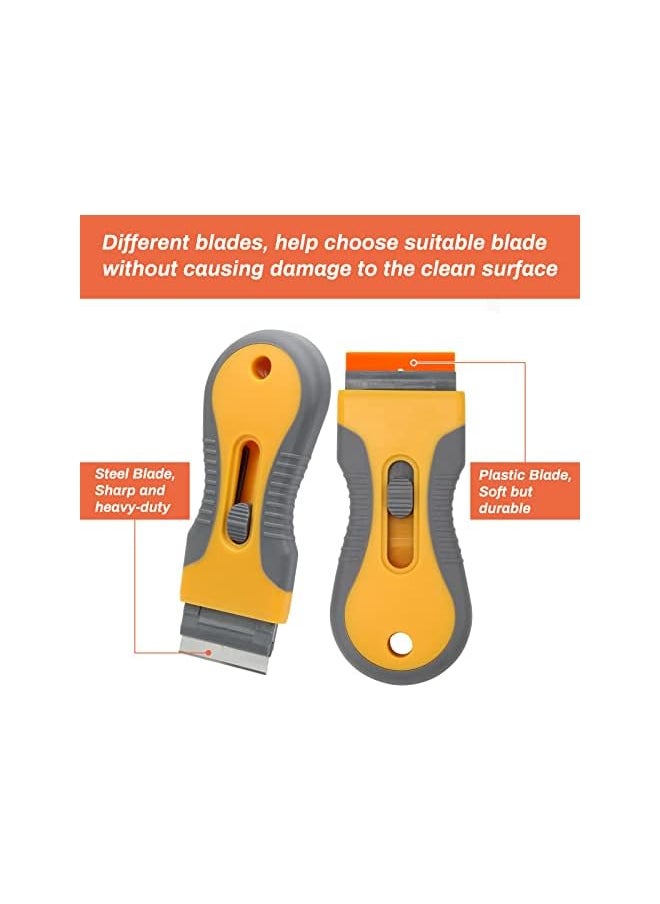 PROMASS Razor Blade Scraper, Glass Scraper Scraping Tool with Steel & Plastic Extra Blades for Removing Stickers, Papers, Food Residue, Paint, Glue from Oven, Window  - Image 5