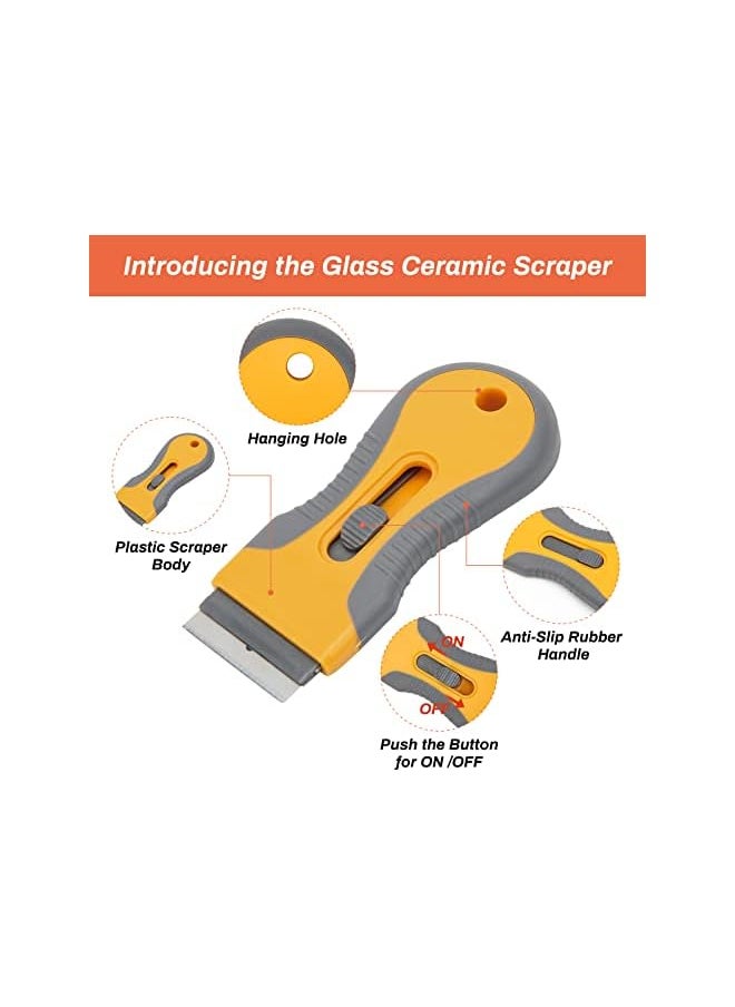 PROMASS Razor Blade Scraper, Glass Scraper Scraping Tool with Steel & Plastic Extra Blades for Removing Stickers, Papers, Food Residue, Paint, Glue from Oven, Window  - Image 3