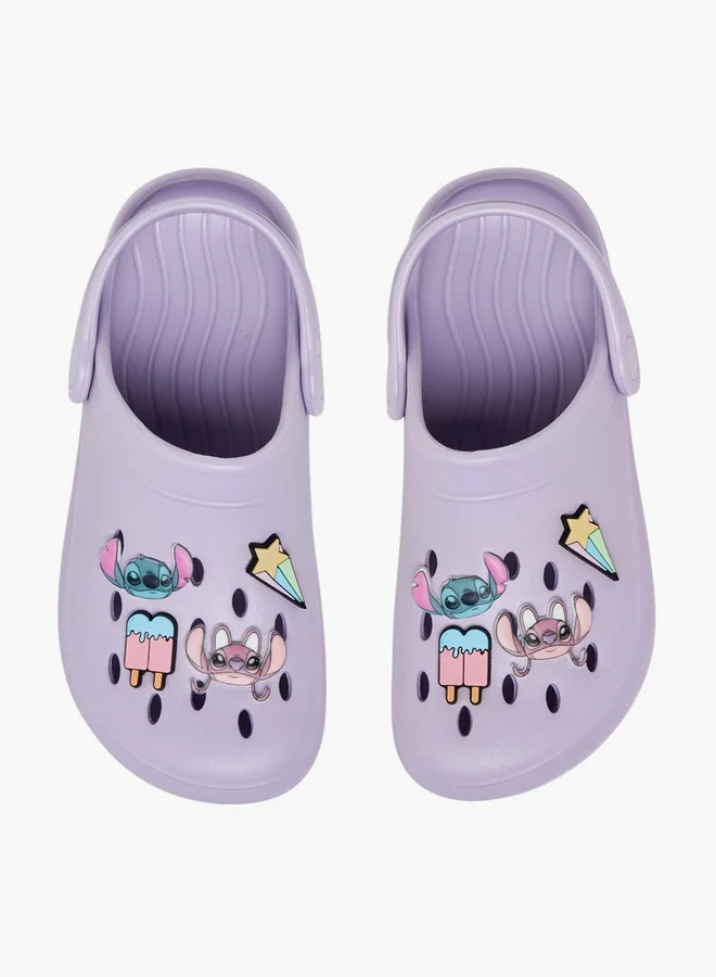 ديزني Girls Stitch Applique Backstrap Clogs
