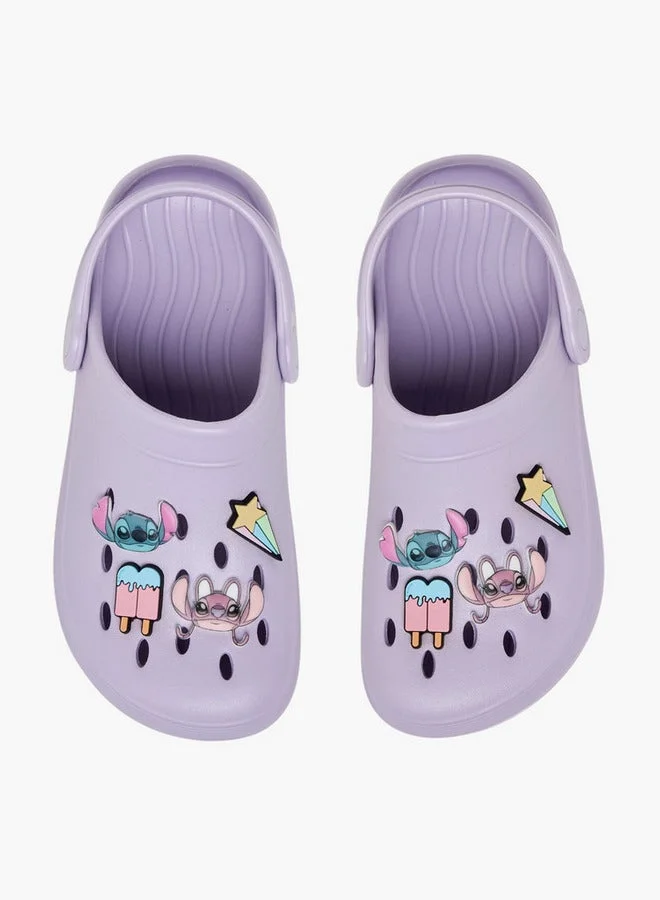 Disney Girls Stitch Applique Backstrap Clogs