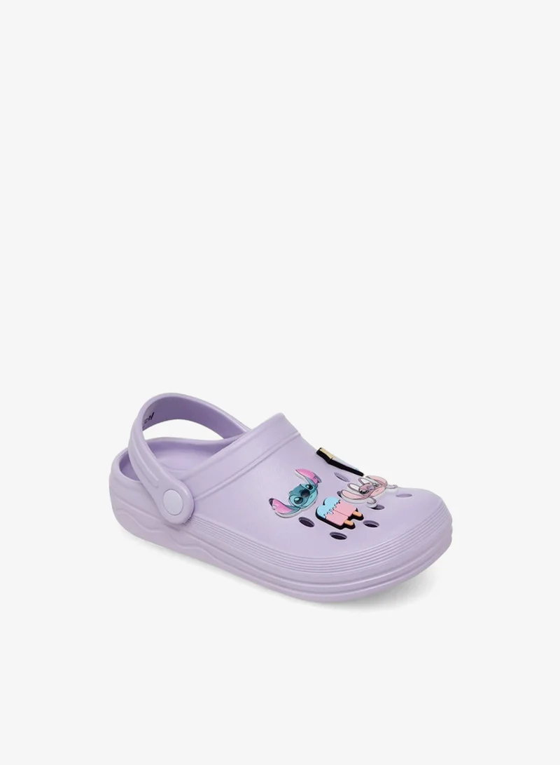 Disney Purple Girls Stitch Applique Backstrap Clogs for Women | Best Price UAE
