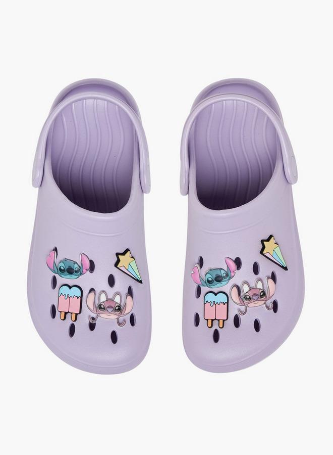 Disney Girls Stitch Applique Backstrap Clogs - Image 1