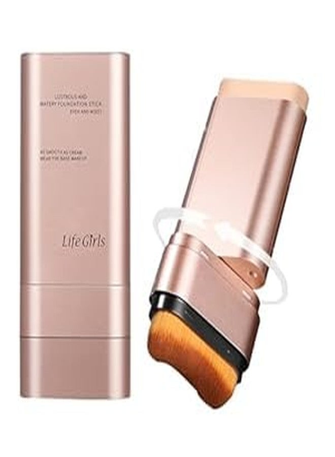 Mrettick 2 In 1 Anti Wrinkle Foundation Stick, Flawless Eraser Foundation - Hydrating Lightweight, Double Head Make Up Stick with Brush (Natural) - Image 1