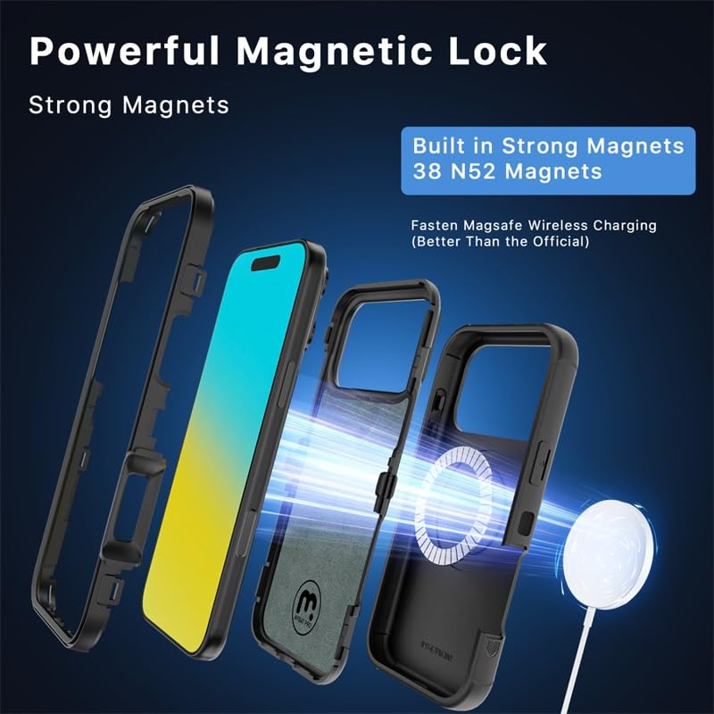 M MYBAT PRO for iPhone 17 Pro Case with Belt Clip Holster,[Compatible with Magsafe] w/Screen Protector,Anti-Drop,Shockproof,w 360Â°Rotating Kickstand,Heavy Duty Protection (Black) - Image 5