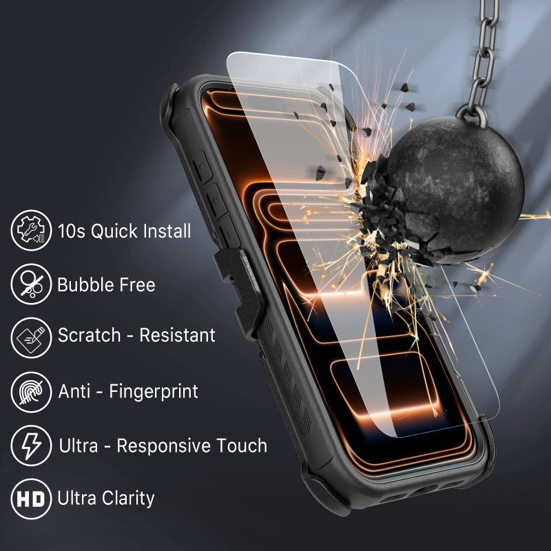 M MYBAT PRO for iPhone 17 Pro Case with Belt Clip Holster,[Compatible with Magsafe] w/Screen Protector,Anti-Drop,Shockproof,w 360Â°Rotating Kickstand,Heavy Duty Protection (Black) - Image 3