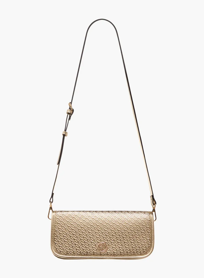 سيليست حقيبة كتف بنقش شعار مع حزام سلسلة