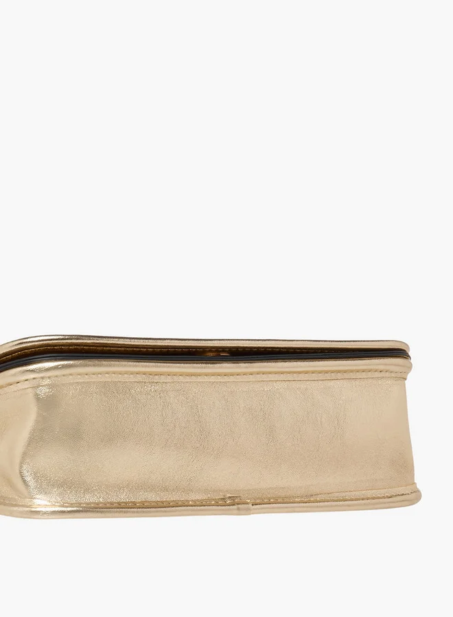 سيليست حقيبة كتف بنقش شعار مع حزام سلسلة