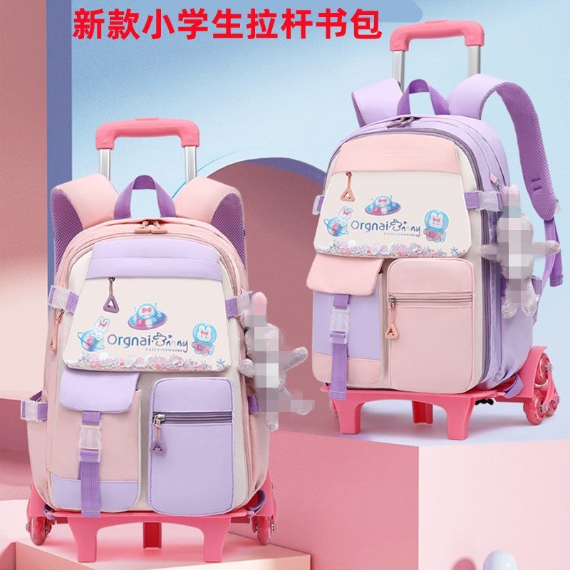 New Primary School Student Trolley Bag Girl'S Large Capacity Student Trolley Bag Grade 2-6 Student Bag Stair Climbing Wheel - Image 2