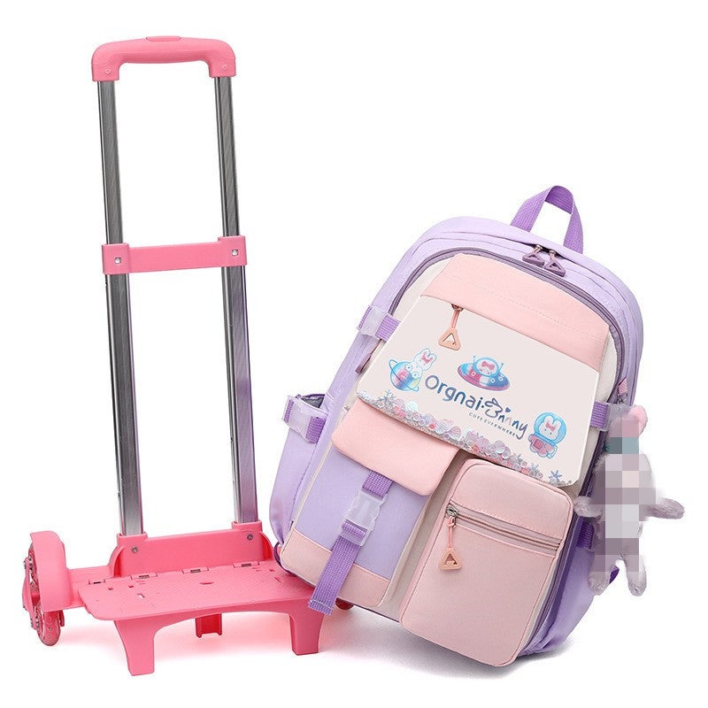 New Primary School Student Trolley Bag Girl'S Large Capacity Student Trolley Bag Grade 2-6 Student Bag Stair Climbing Wheel - Image 3