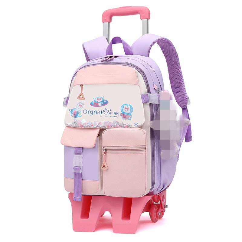 New Primary School Student Trolley Bag Girl'S Large Capacity Student Trolley Bag Grade 2-6 Student Bag Stair Climbing Wheel - Image 1