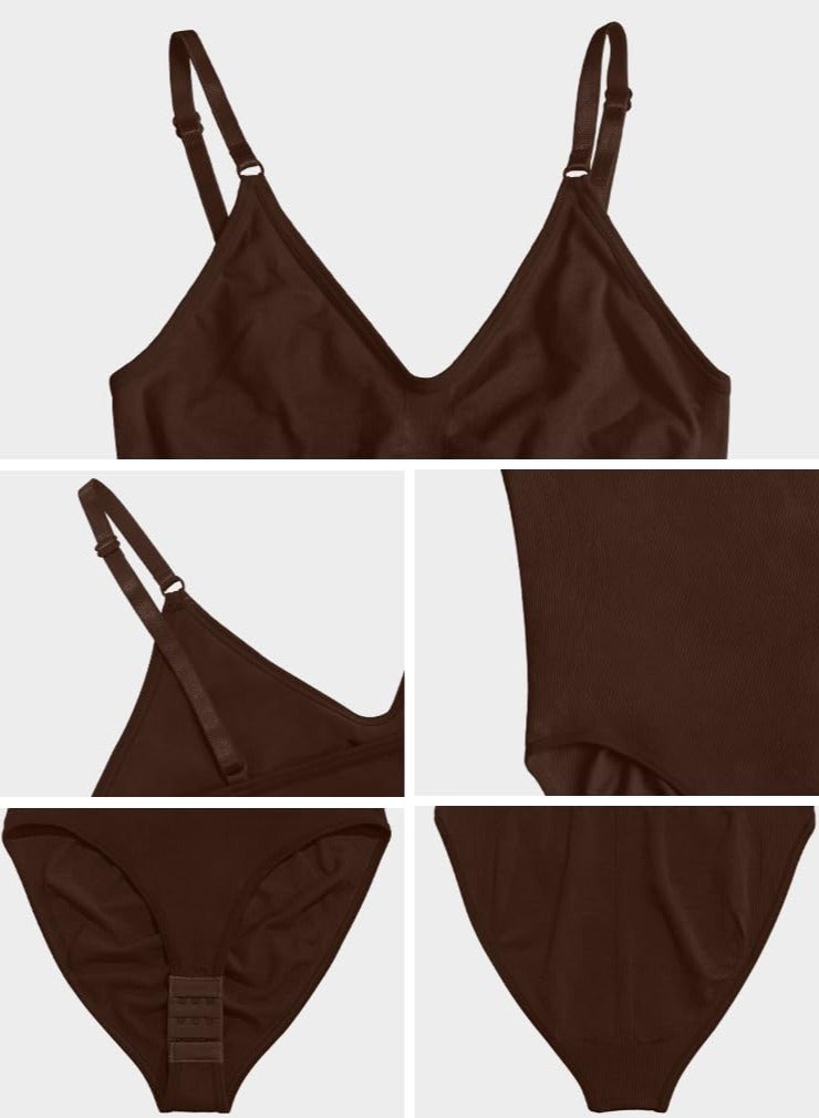 SUNSAR 2 PCS Bodysuit for Women,Seamless Tummy Control Shapewear Sculpting Thong Sleeveless Women Body Shaper - Image 4