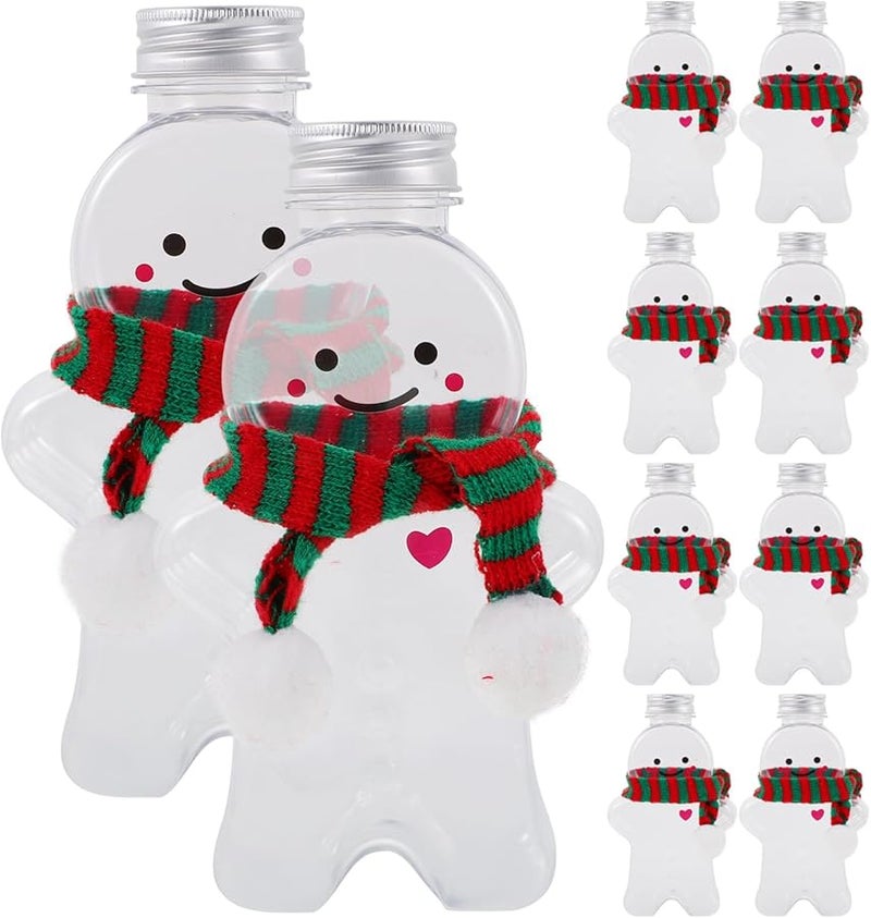 زجاجات مشروب رجل خبز الزنجبيل لعيد الميلاد 10 مجموعات مع أغطية مقاومة للانسكاب وأوشحة كما هو موضح - Image 2