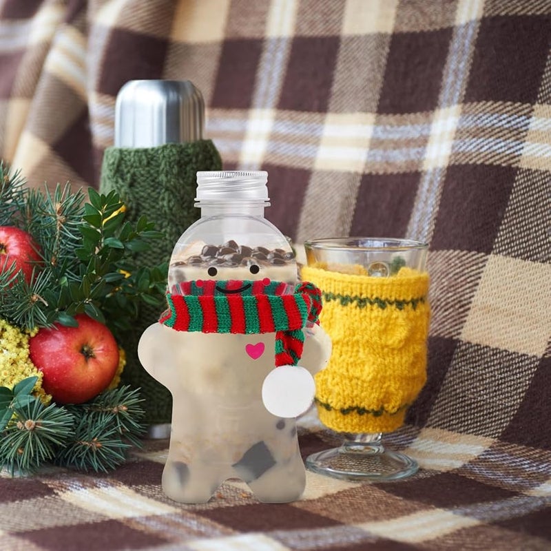 زجاجات مشروب رجل خبز الزنجبيل لعيد الميلاد 10 مجموعات مع أغطية مقاومة للانسكاب وأوشحة كما هو موضح - Image 4