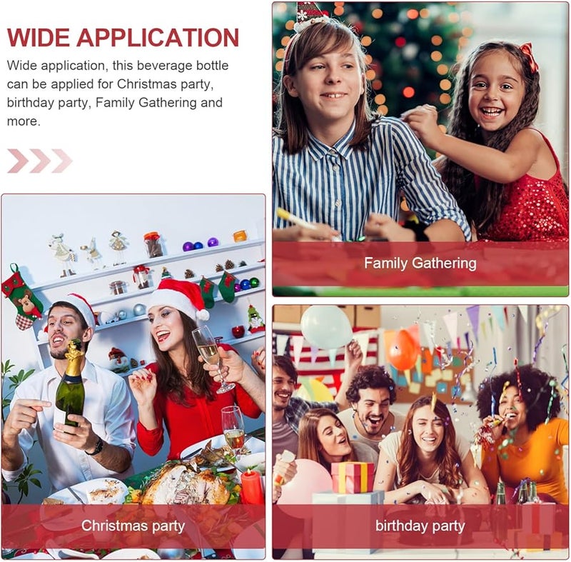 زجاجات مشروب رجل خبز الزنجبيل لعيد الميلاد 10 مجموعات مع أغطية مقاومة للانسكاب وأوشحة كما هو موضح - Image 3