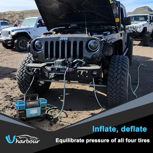 Uharbour 4 Tire Inflation Deflation System, 4 Tire Air Up Down System, 4 Tire Pressure Equalizer, Inflate or Deflate All 4 Tires at Once, Flexible Air Hose Fits Up to 155" Wheelbase. - Image 2
