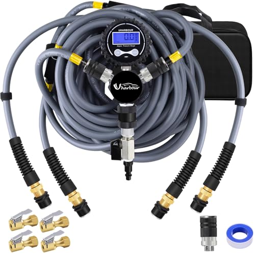 Uharbour 4 Tire Inflation Deflation System, 4 Tire Air Up Down System, 4 Tire Pressure Equalizer, Inflate or Deflate All 4 Tires at Once, Flexible Air Hose Fits Up to 155" Wheelbase. - Image 1