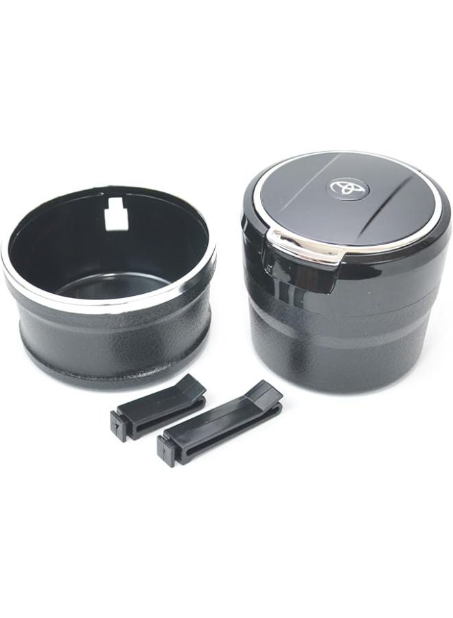 Generic Adjustable Smokeless Car Ashtray with Lid Smell Proof with LED Light with All-ceramic Interior - Cup holder size - Detachable and Portable, Toyota - Black and Silver  - Image 2