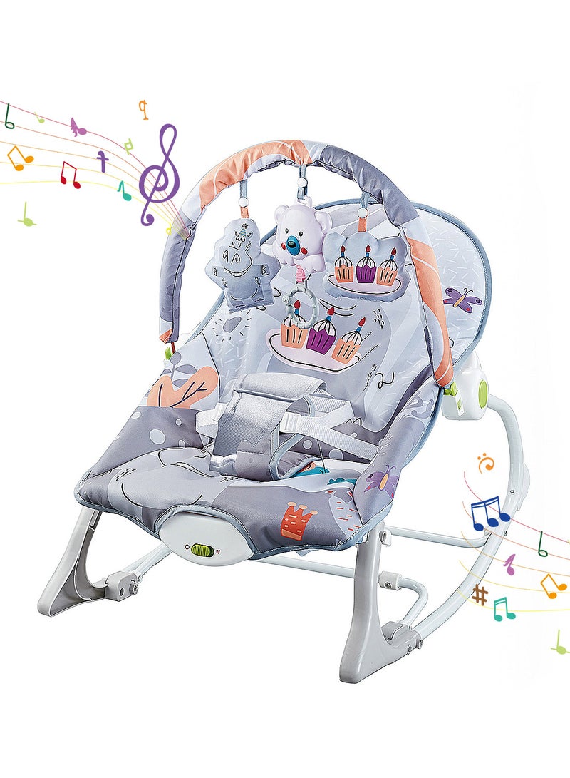 MaBaby Multifunctional Baby Rocker, Music Vibration Baby Swing, Rocking Chair With Adjustable Backrest And Toy Pendant - Image 1