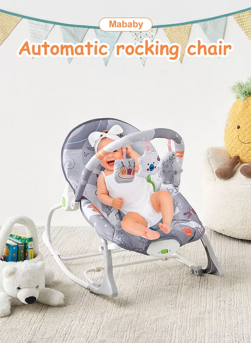 MaBaby Multifunctional Baby Rocker, Music Vibration Baby Swing, Rocking Chair With Adjustable Backrest And Toy Pendant - Image 2
