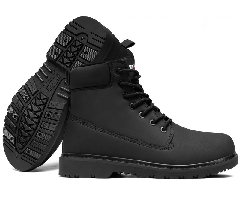 LARNMERN Soft Toe Work Boots Men Waterproof Non Slip Hiking Tactical Motorcycle Chukka Boot 6 Inch Leather Comfortable Shoes 51632(11.5 Men, Black) - Image 3