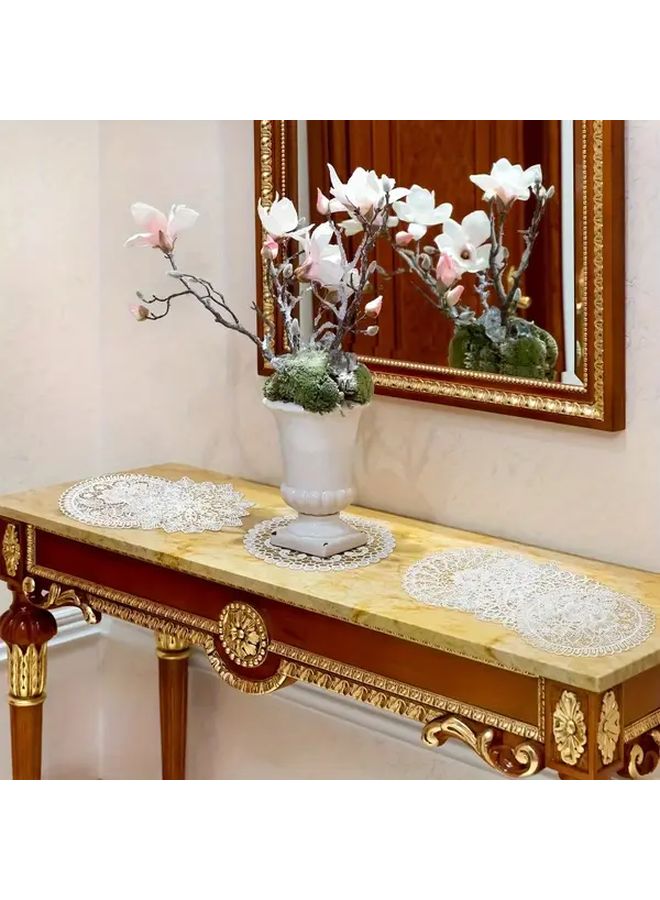 1 Pc White Round Crocheted Lace Table Mat Vintage Floral Polyester Coaster Handmade for Home Decoration Wedding Restaurant - Image 5