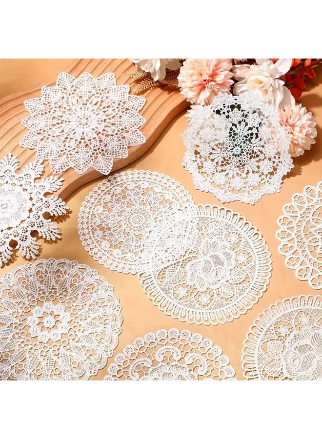 1 Pc White Round Crocheted Lace Table Mat Vintage Floral Polyester Coaster Handmade for Home Decoration Wedding Restaurant - Image 3