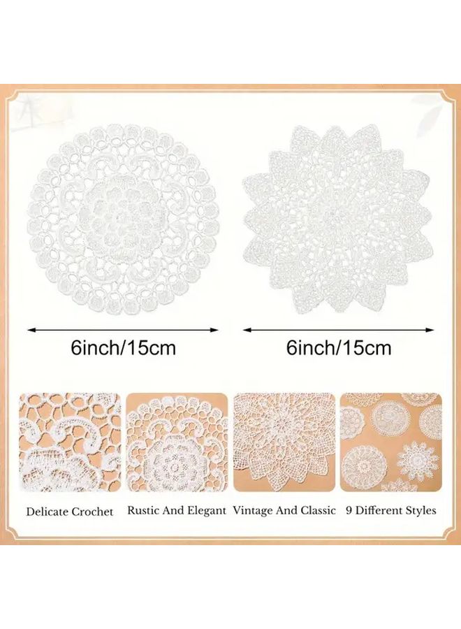 1 Pc White Round Crocheted Lace Table Mat Vintage Floral Polyester Coaster Handmade for Home Decoration Wedding Restaurant - Image 4