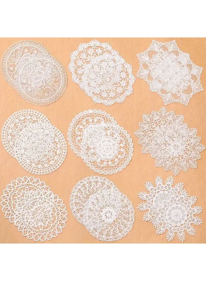 1 Pc White Round Crocheted Lace Table Mat Vintage Floral Polyester Coaster Handmade for Home Decoration Wedding Restaurant - Image 2