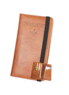 SYOSI Leather Passport Wallet, Multi-purpose Passport Holder Wallet for Women and Men with Phone Pocket, Coin Pocket, Passport Cover, Travel Document Holder for Travel, Business Trip (Brown)